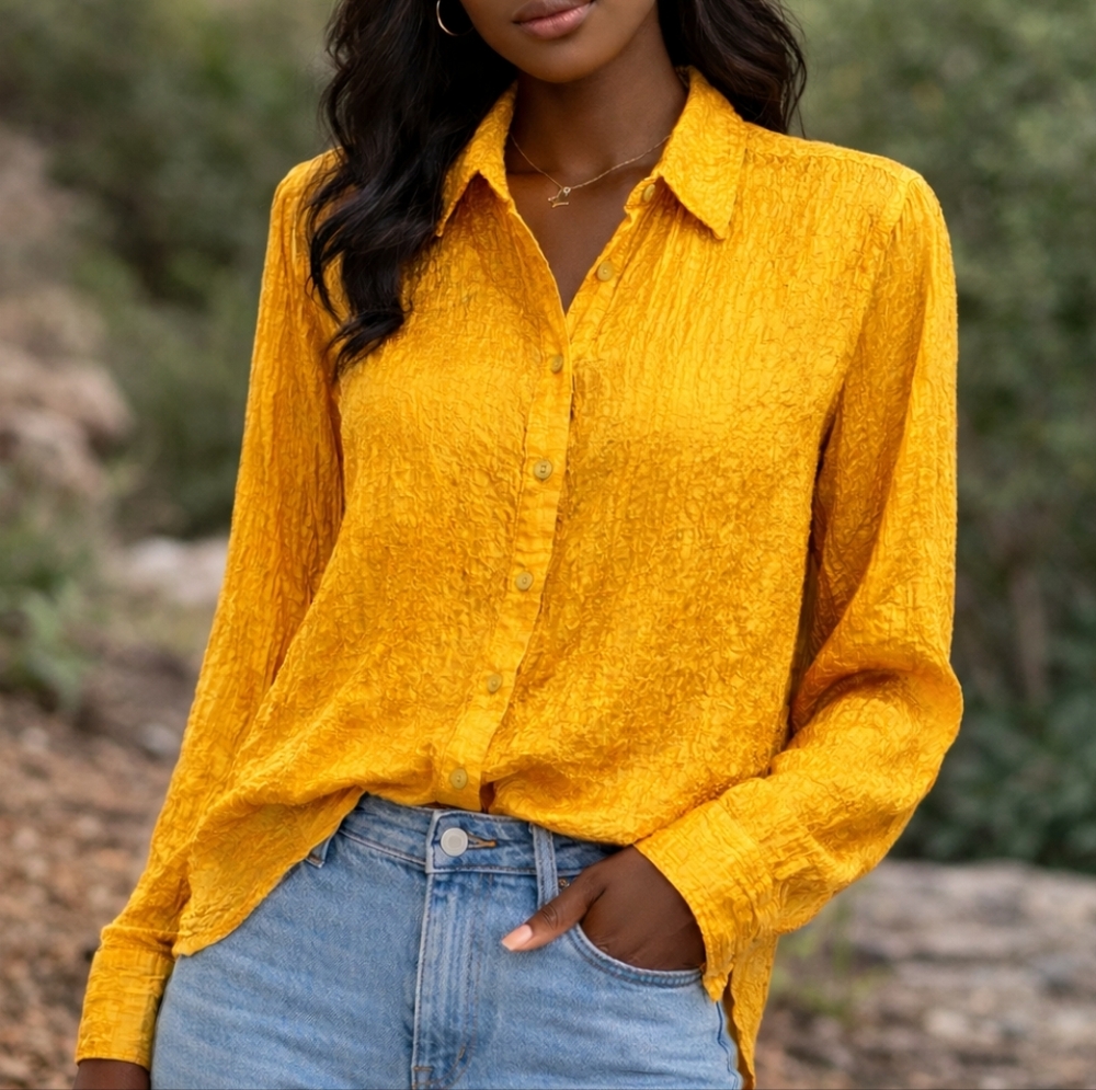 H&M Sunny Yellow Textured Shirt